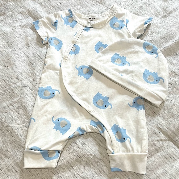 Shein, Size 0-1M, Blue Elephant Onesie ONLY, NWOT - Picture 2 of 2